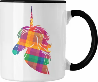 Produktbild von Trendation - Einhorn Polygon Tasse Geschenk Frauen (Schwarz)