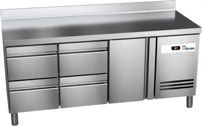 Produktbild von KBS Kühltisch 2017x600x850 mm mit Aufkantung 1 Tür, 4 Halbe Schubladen