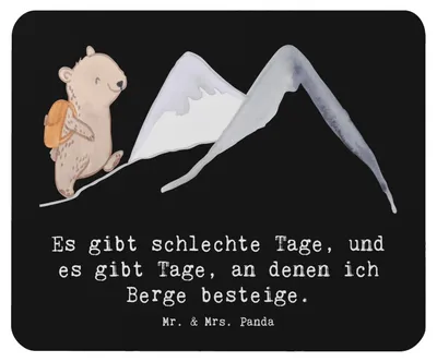 Produktbild von Mr. & Mrs. Panda Mauspad Bär Bergsteigen - Schwarz - Geschenk, Sport, laptop, Trekking, pc mousepad, mausunterlage, Bergsport, Mouse Pad, Wandern, Alpinismus