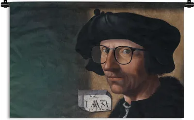 Produktbild von MuchoWow® Wandteppich Wandbehang Selbstporträt - Jacob Cornelisz van Oostsanen 120x80 cm Tapisserie Dekoration Wandtuch - Wanddekorationen - Wandtücher