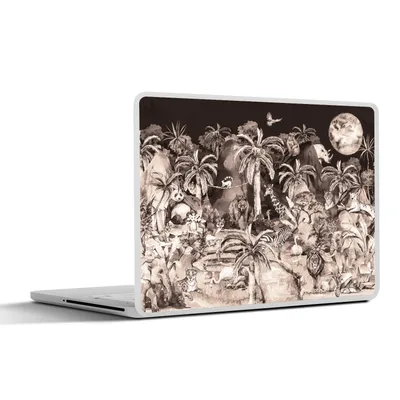 Produktbild von MuchoWow® Laptop Aufkleber Sticker Cover Dschungel - Tiere - Kinder - Bäume - Pflanzen 31x22.5 cm - Laptop-Deko