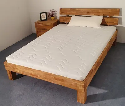 Produktbild von Bett Udo Massivholz Eiche 140 x 200 cm geölt mit Lamellen-Kopfteil