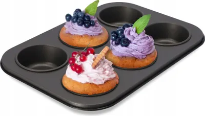 Produktbild von KADAX Muffinform, 27 x 19 Backblech, Antihaftbeschichtete Backform aus Blech, 6-er Muffinblech