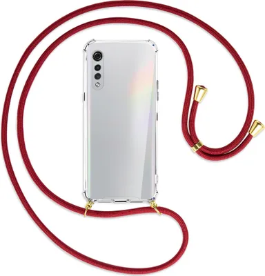 Produktbild von Handykette Backcover-Schutzhülle mit Band (Metall goldfarben) für LG Velvet - dunkelrot