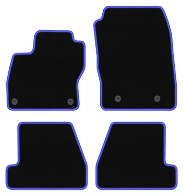 Produktbild von Velours-Fußmatten für Ford Focus MK3 FL 2017-2020 (Limousine/Kombi/Schrägheck) – 4-tlg, Schwarz/Blau, passgenau – Wielganizator CARLUX