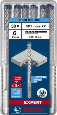 Produktbild von EXPERT SDS plus-7X Hammerbohrer-Set, 6x50x115 mm, 30-tlg.