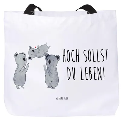 Produktbild von Mr. & Mrs. Panda Reisetasche Koalas Feiern - Weiß - Geschenk, Strandtasche, Tote Bag, Happy Birthday, Laptoptasche, Unitasche, Geburtstag, Party, Tasche, Familie