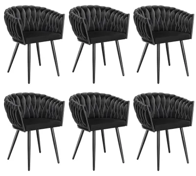 Obrázek produktu pro tectake® Set jídelní židle Astano čalouněná, se sametovým potahem, pletený vzor 60,5 x 55 x 75 cm