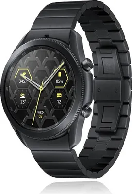 Produktbild von Samsung Galaxy Watch 3 Smartwatch, Titan Mystic Black, 45mm Durchmesser, 46,2mm Tiefe, 11,1mm Dicke, Rund, Super AMOLED Display, Exynos 9110 Prozessor, Herzfrequenz, Beschleunigung, Gyroskop, Barometer, Aktivitätstracker, IP68 wasserdicht, Fitness-Tracking & Benachrichtigungen, Android 5.0+ iOS 9.0+