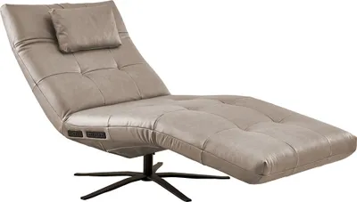 Produktbild von KAWOLA Relaxliege LETICIA motorisch mit Nackenkissen Leder grau