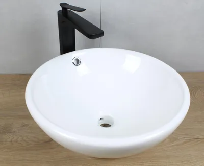 Produktbild von Keramik Waschbecken rund Ø420x170 weiß mit Überlauf Aufsatzwaschbecken ohne Zubehör
