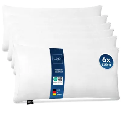 Produktbild von LILENO HOME Microfaser Kissen 40x80 cm PREMIUM (450g Füllung) [6er Set] bis 95 Grad waschbar mit Reißverschluss - Kopfkissen 40x80 cm als Kissen-Füllung für Bett - Deko-Sofa-Kissen