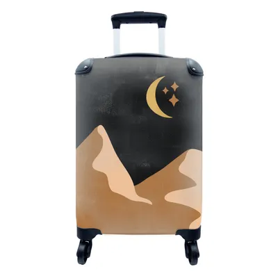 Produktbild von MuchoWow® Koffer Handgepäck Trolley Rollkoffer Kleine Reisekoffer mit 4 Rollen - Boho - Sterne - Mond - Berg - Abstrakt - Cabin Size < 55x40x23 cm & 55x40x20 cm - Fotokoffer - Kabinenkoffer - Boardgepäck - Reise-Box - Reisekoffer - Reisegepäck - Koffer mit Bild - Trolley für Kinder