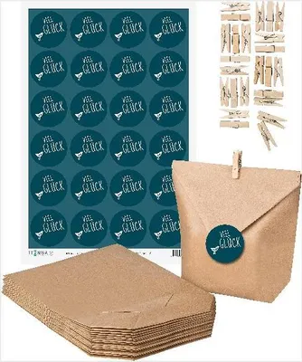 Produktbild von SET Viel Glück (Motiv13) 24x Geschenktüten + 24x MiniKlammer + 24x Aufkleber