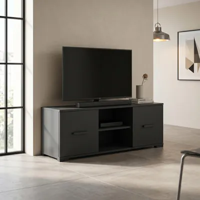 Produktbild von Masseno TV-Schrank ALBANO 122 cm Fernsehschrank mit 2 Türen TV-Lowboard für Wohnzimmer Modern 122x40x44 cm Schwarz