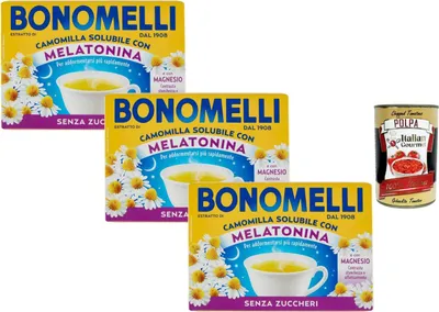Produktbild von Italian Gourmet Löslicher Kamillentee ohne Zucker 3 x 72 g – 48 Portionsbeutel à 4,5 g, Kamillen-Getränk für Abendroutine, mit Magnesium + Italian Gourmet Polpa
