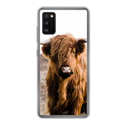 Produktbild von MuchoWow® Handyhülle Schutzhülle Hülle für Samsung Galaxy A41 Schottische Highlander - Landschaft - Kuh - Braun - Tiere - Natur Silikon Softcase Handy Hülle - Mobiltelefon