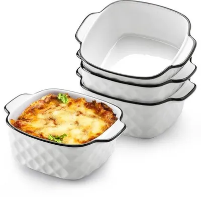 Obrázek produktu pro Čtvercová pekáče – 13 oz – vhodná do horkovzdušné fritézy – prémiový porcelán – kus