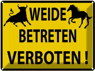Produktbild von vianmo Blechschild 30x40 cm Weide Betreten verboten Warnschild Hinweisschild Sicherheit Vorsicht