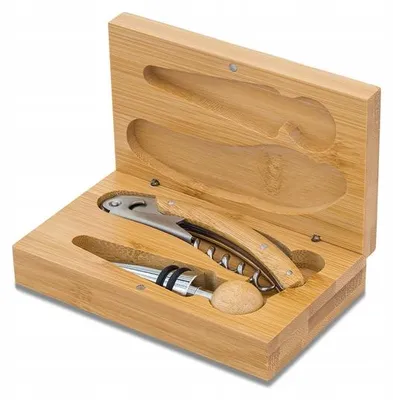 Produktbild von all4you PREMIUM Wein-Set Bambus-Box Korkenzieher Verschluss
