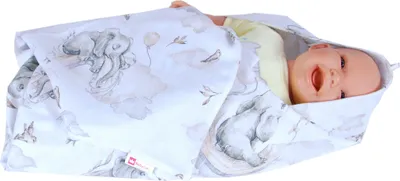 Produktbild von BabyLux Badetuch Badeabdeckung Handtuch Musselin Kind Kaputzenhandtuch 80x80cm OK127 Elefant Beige