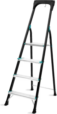 Produktbild von Vonroc Haushaltsleiter PRO - Aluminium-Klappleiter - 4 Stufen rutschfest - Max. Belastbarkeit 150kg