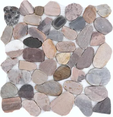 Produktbild von Mosaik Fliese Flußkiesel Steinkiesel Kiesel geschnitten beige grau rot MOS30-0204_f