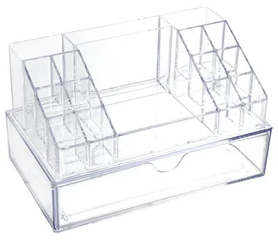 Kosmetik-Organizer mit Schublade, transparent, 23x12,5x14 cm