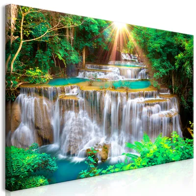 Produktbild von Wandbild Mega XXXL Wasserfall 250x125 cm Einteiliger XXL-Format Kunstdruck zur Selbstmontage Leinwandbilder moderne Bilder DIY Wanddekoration Wohnung Deko Natur Landschaft Wald c-C-0017-ak-f