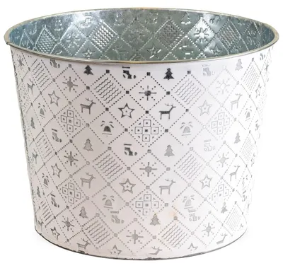 Produktbild von Runder Pflanztopf, in Silber Ø 25x19 cm, Blumenschale aus Metall