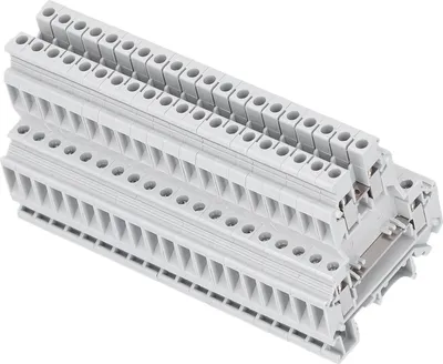 Obrázok produktu pre 100 ks svorkovnice pre montáž na DIN lištu Dvojriadková medená lišta Elektroinštalačné svorky Blok 500V 32A UKK?5