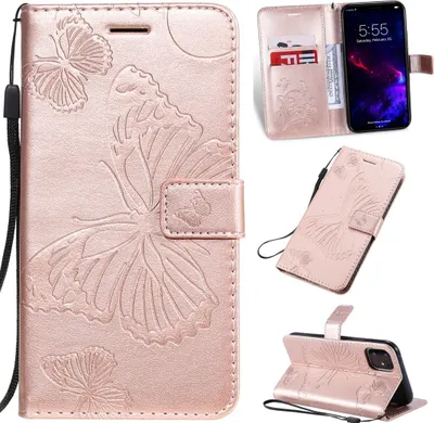 Produktbild von Mobigear Butterfly iPhone 11 Hülle Klapphülle Geldbörse - Roségold