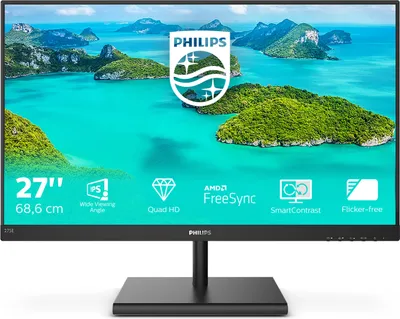 Obrázek produktu pro Philips E Line 275E1S/00, 68,6 cm (27"), 2560 x 1440 px, Quad HD, LED, 4 ms, Černá