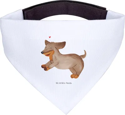 Produktbild von Mr. & Mrs. Panda Tuch Hund Dackel - Weiß - Geschenk, Halstuch, Sprüche, Hunde, Hunde-Halstuch, Hundehalstuch, Herz