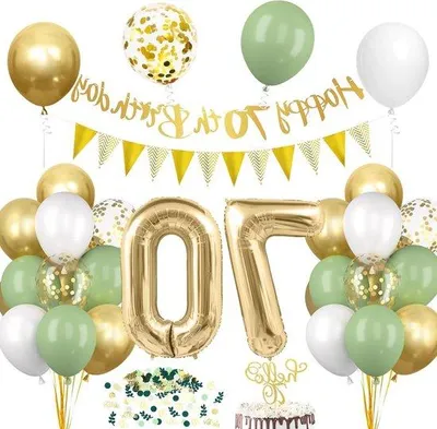 Immagine prodotto di Decorazioni per il 70° compleanno - Verde e oro per una festa di compleanno solenne