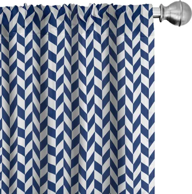 Produktbild von ABAKUHAUS Fischgräte Vorhänge, Gardinen, Diagonal Stil wiederholendes Muster Zusammensetzung der Reproduzierbare Rhombuses, 2 Stück 75 x 245 cm, Weiß und Nachtblau