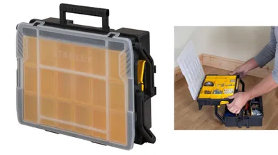 Organizer STANLEY mehrstufig mit 12 Fächern und verstellbaren Trennwänden 40x30x13 cm