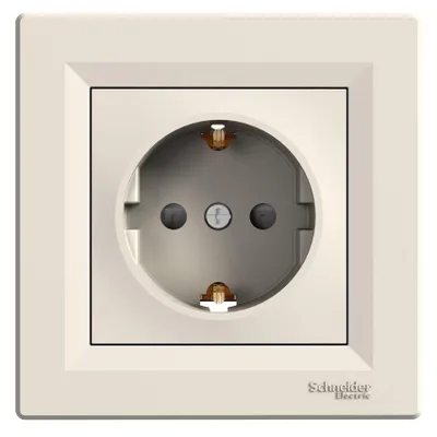 Produktbild von Steckdose einfach SCHUKO mit Blenden mit Rahmen, cremefarbig Schneider Asfora EPH2900223/SCH