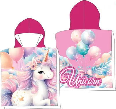 Produktbild von Unicorn Kapuzenponcho – Weicher Badeponcho & Strandhandtuch für Mädchen