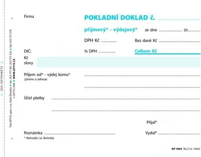 Obrázok produktu pre 1094 - Univerzálny pokladničný doklad A6, 100 l.