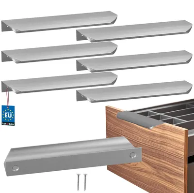 Produktbild von KOTARBAU® 6er Set Möbelgriff Schrankgriffe 180 mm Silber Matt ZnAl Hinterschraubgriffe Kantengriff Schubladengriffe Küche Modern