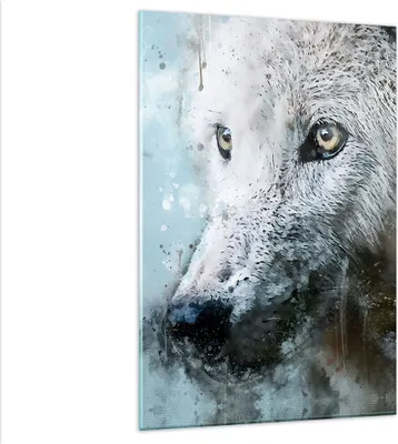 Produktbild von Bilder auf glas - Einteilig - Weiß Der Wolf Bild - 80x120cm - Glasbilder - Wandbilder - Bilder - zum Aufhängen bereit - Wanddekoration aus Glas - Glas Bilder - Wandbild auf Glas - GPA80x120-4623