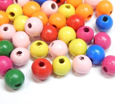 Holzperlen 16 mm, bunt, 50 Stück zum Auffädeln