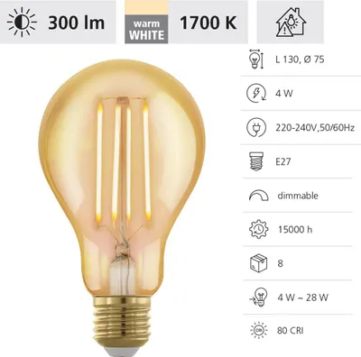 Obrázok produktu pre Eglo 110062 LED žiarovka E27 1x4W Ø75mm teplá biela stmievateľná