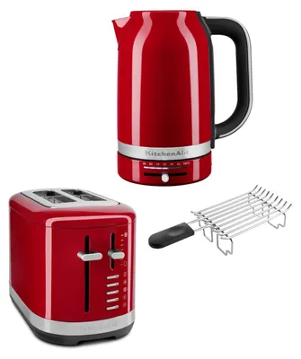 Produktbild von KitchenAid Frühstückspaket inkl. Wasserkocher 5KEK1701, Toaster 5KMT2109 + Brötchenaufsatz + Sandwichzange Empire Rot