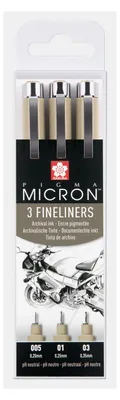 Obrázok produktu pre Sakura Pigma Micron sada finelinerov Design 3 ks – 0,20 / 0,25 / 0,30 mm, čierna