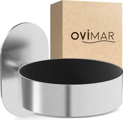 Produktbild von ovimar Haartrocknerhalter Glyngore | Edelstahl | silber | mit Wandmontage ohne Bohren | mit Fönpolsterung | zum Kleben | Föhn Halterung im Badezimmer | | perfektes Bad Zubehör