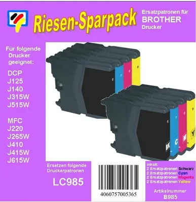 Produktbild von LC-985 Riesensparpack mit 8 TiDis Ersatzdruckerpatronen