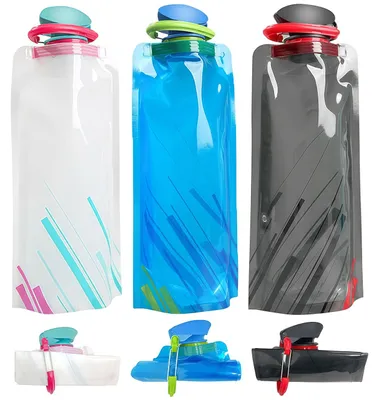 Imagen del producto de Botella plegable, de 1 litro, sin BPA, con mosquetón, ideal para actividades al aire libre