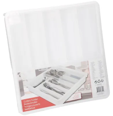 Immagine prodotto di BAKAJI organizzatore portaposate 9 scomparti per cassetto cucina scatola di immagazzinaggio in plastica bianca portaposate